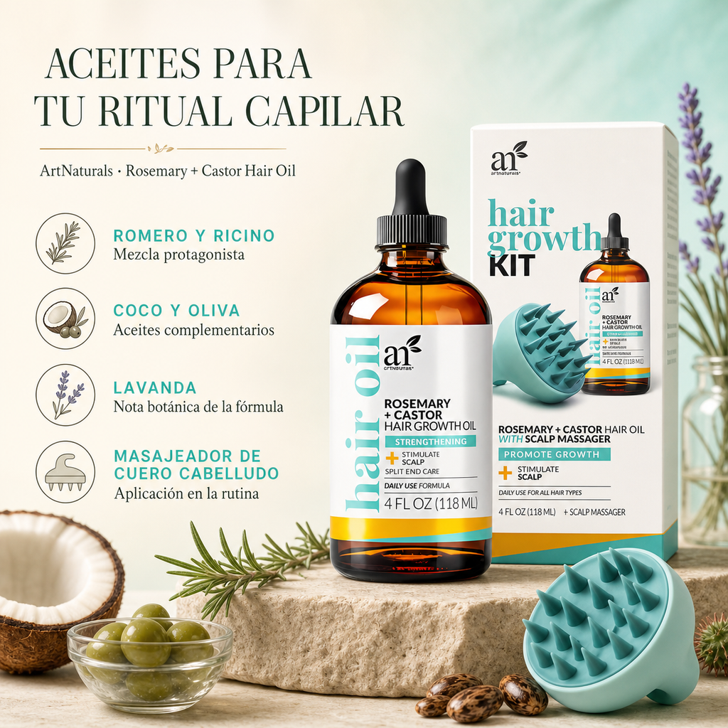 Tratamiento capilar, Artnaturals Aceite de Romero + Ricino y Biotina 118 ML — beneficios
