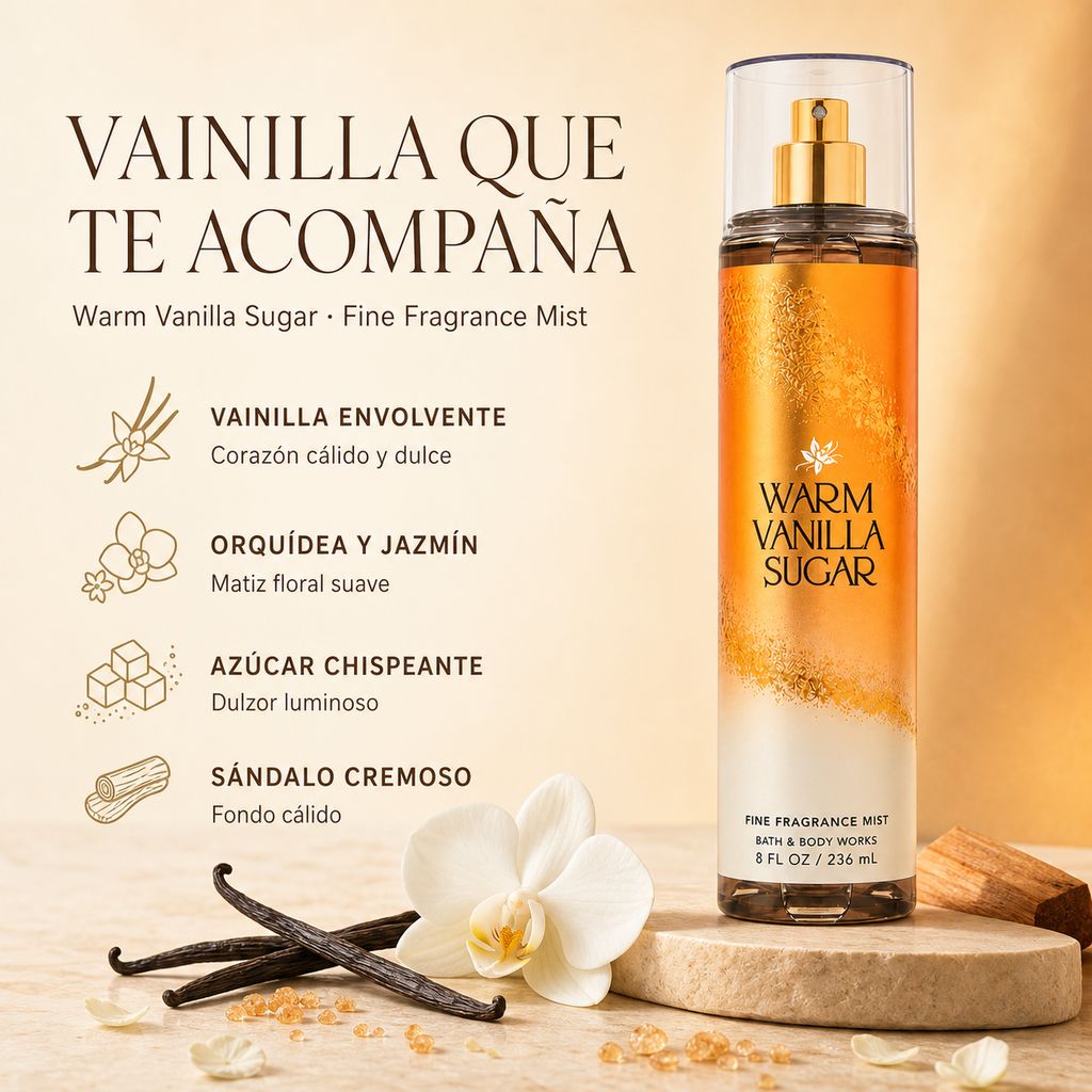 Splash & Mist Warm Vanilla Sugar 236 ml, Bath & Body — beneficios