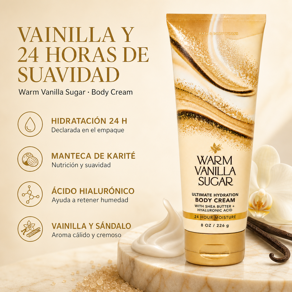 Crema corporal Warm Vanilla Suga 226 g, Bath & Body — beneficios