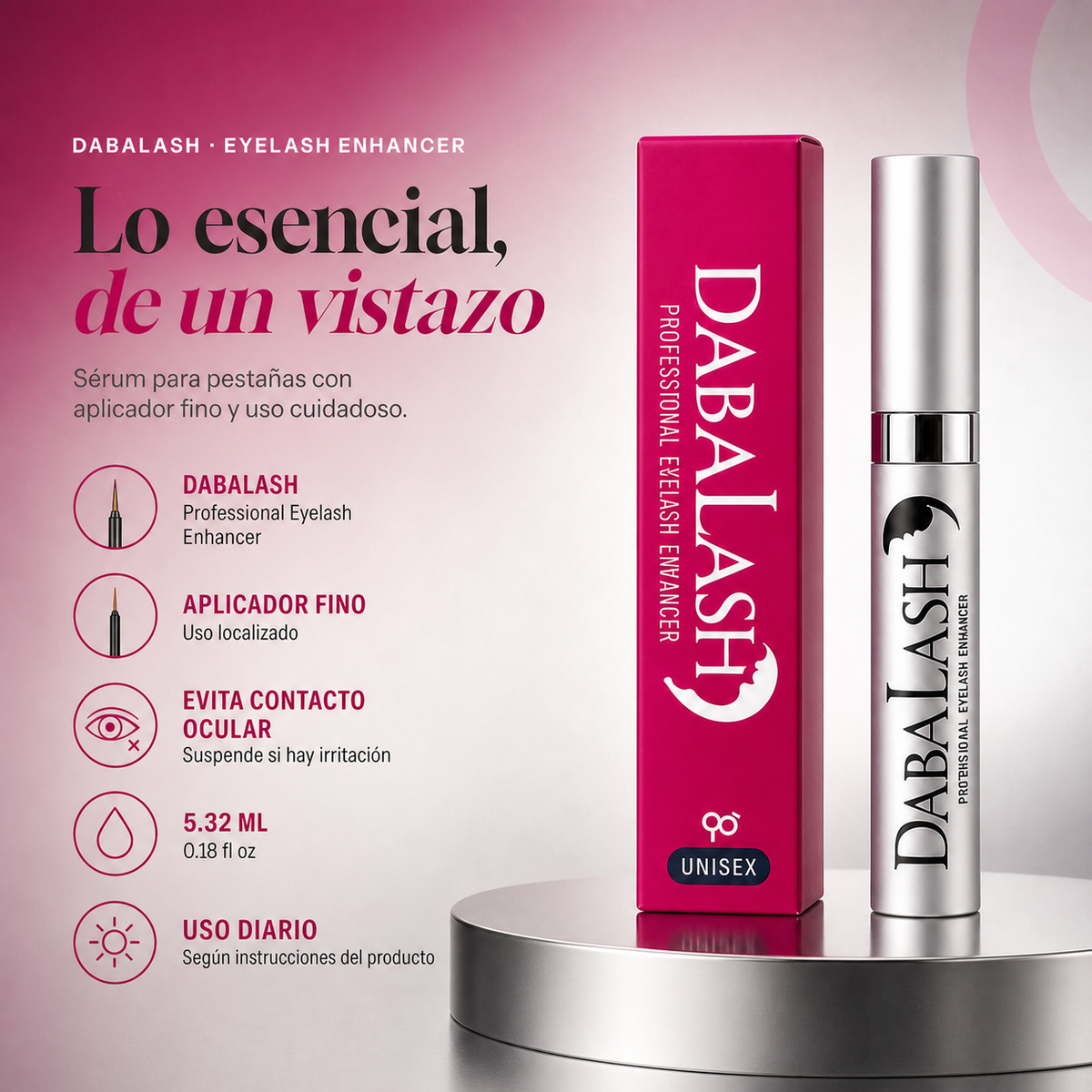 Sérum fortalecedor de pestañas Dabalash 0.18FL/ 5.32ml — detalle del envase