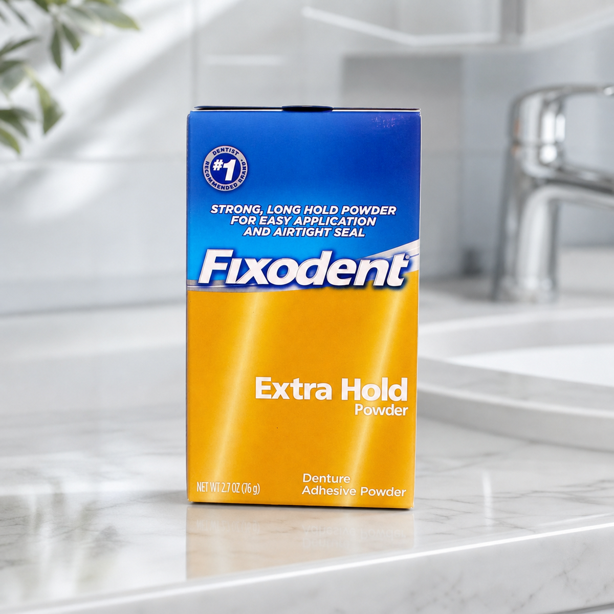 Polvo adhesivo para dentaduras Fixodent Extra Hold 2.7 onzas - 76g