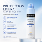 Protector solar Neutrogena Ultra Sheer Body Mist Spf 45 5.0 OZ (141g) — detalle del envase