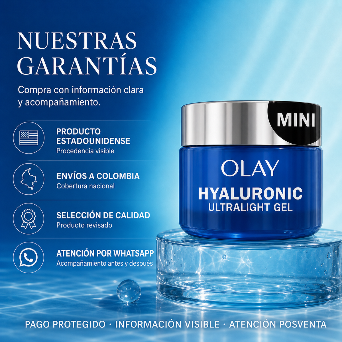 Hidratante facial Olay Regenerist Hyaluronic + Peptide 24 — garantía y origen