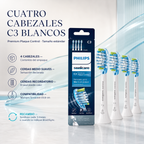 Repuesto (Pack 4) Cepillo dental Philips Sonicare C3, blanco — detalle del envase