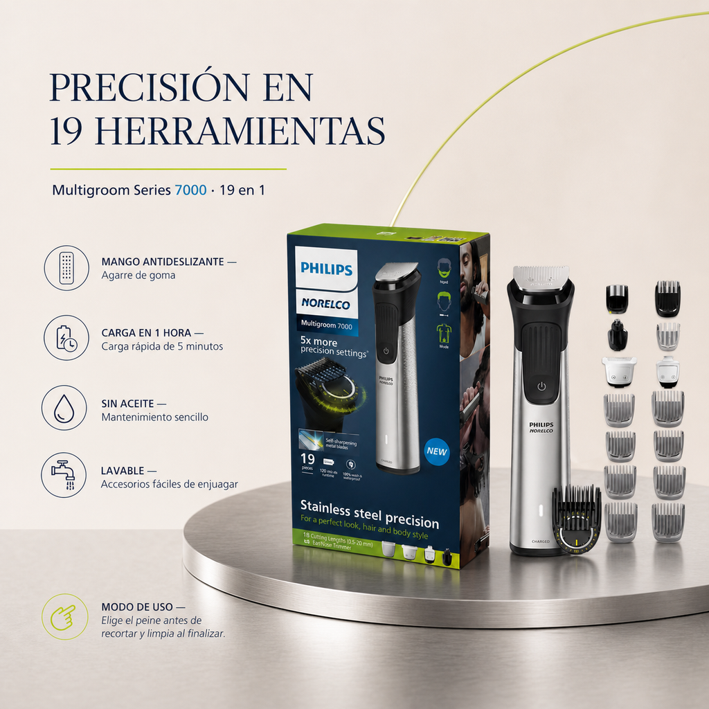 Afeitadora Norelco Philips Multigroom Series 7000 — detalle del envase