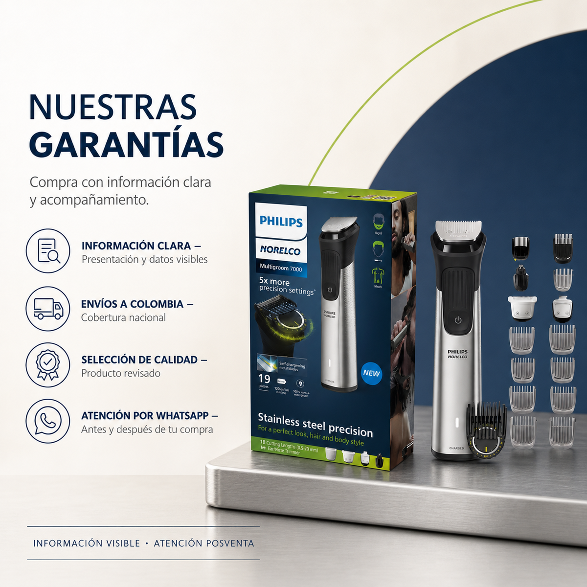 Afeitadora Norelco Philips Multigroom Series 7000 — garantía y origen