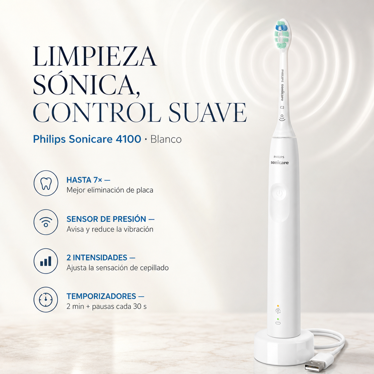 Cepillo dental Eléctrico Philips Sonicare 4100 — beneficios