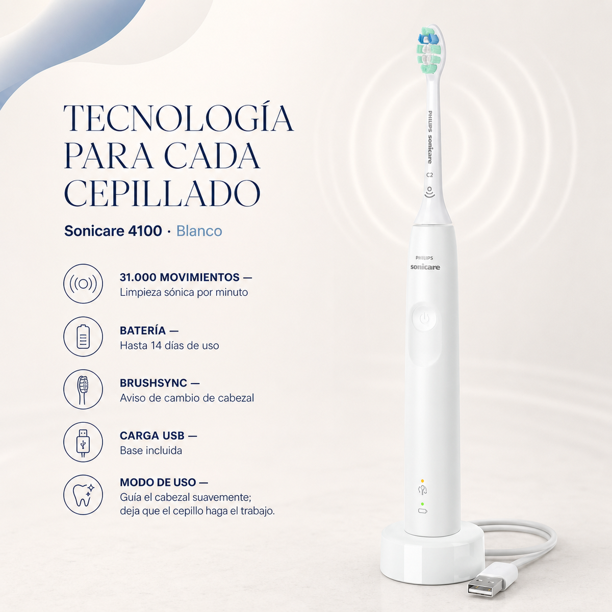 Cepillo dental Eléctrico Philips Sonicare 4100 — detalle del envase