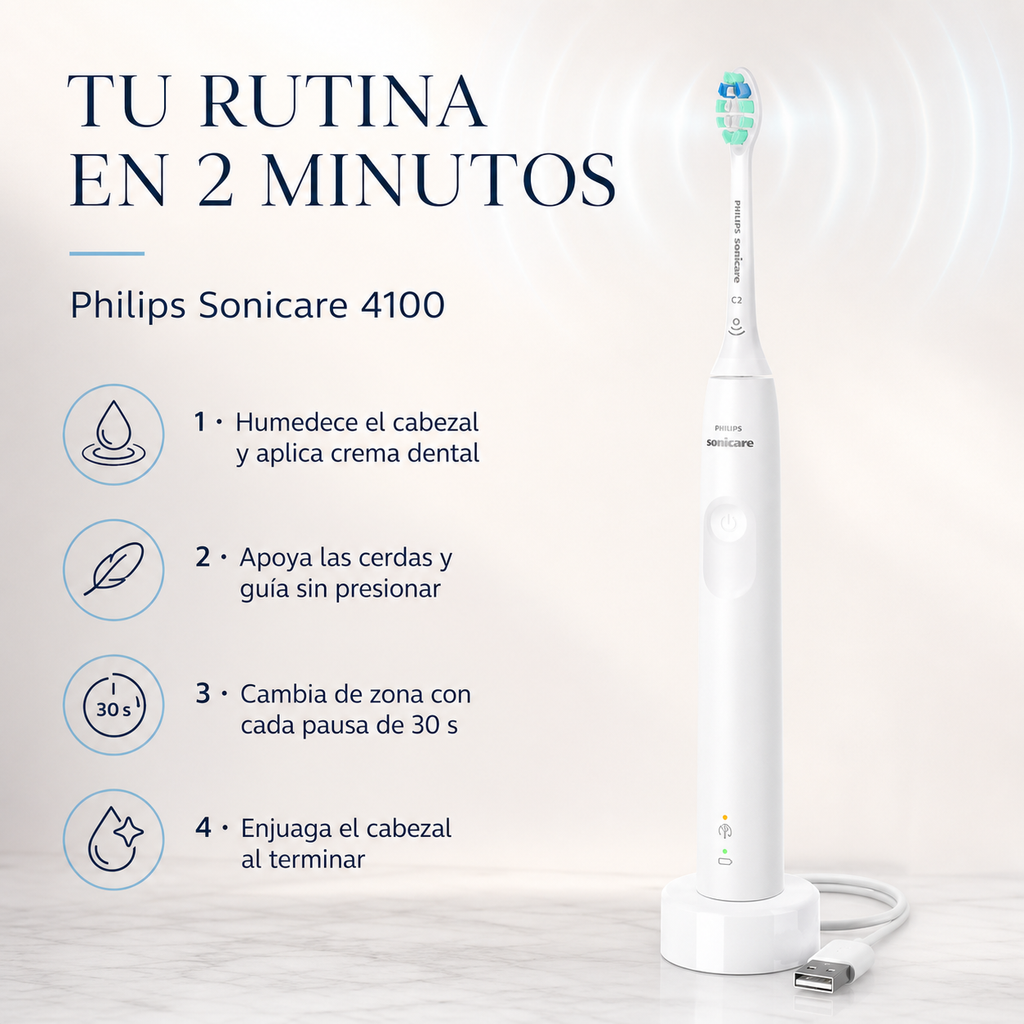 Cepillo dental Eléctrico Philips Sonicare 4100 — cómo se usa