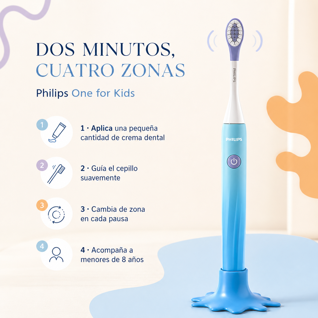 Cepillo dental Eléctrico Philips Sonicare One para niños azul — cómo se usa