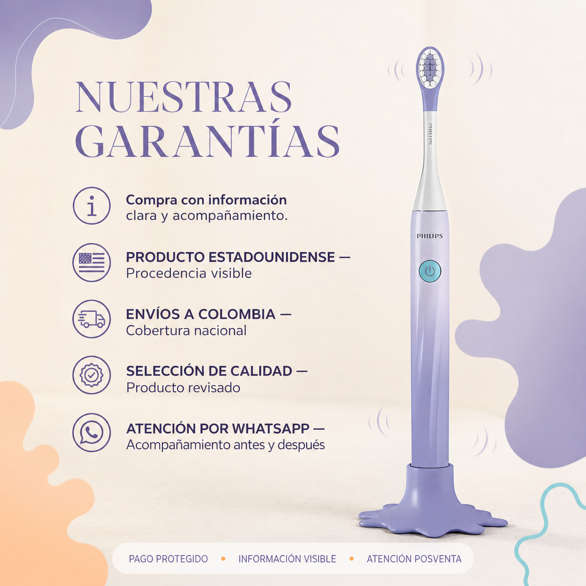 Cepillo dental Eléctrico Philips Sonicare One para niños morado — garantía y origen