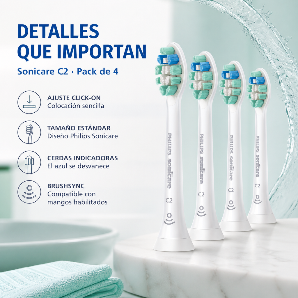Repuesto (Pack 4) Cepillo dental Philips Sonicare C2 — detalle del envase