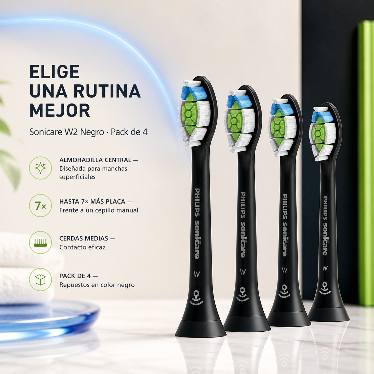 Cabezales Para Cepillo Philips Sonicare W2 - 4pz — beneficios