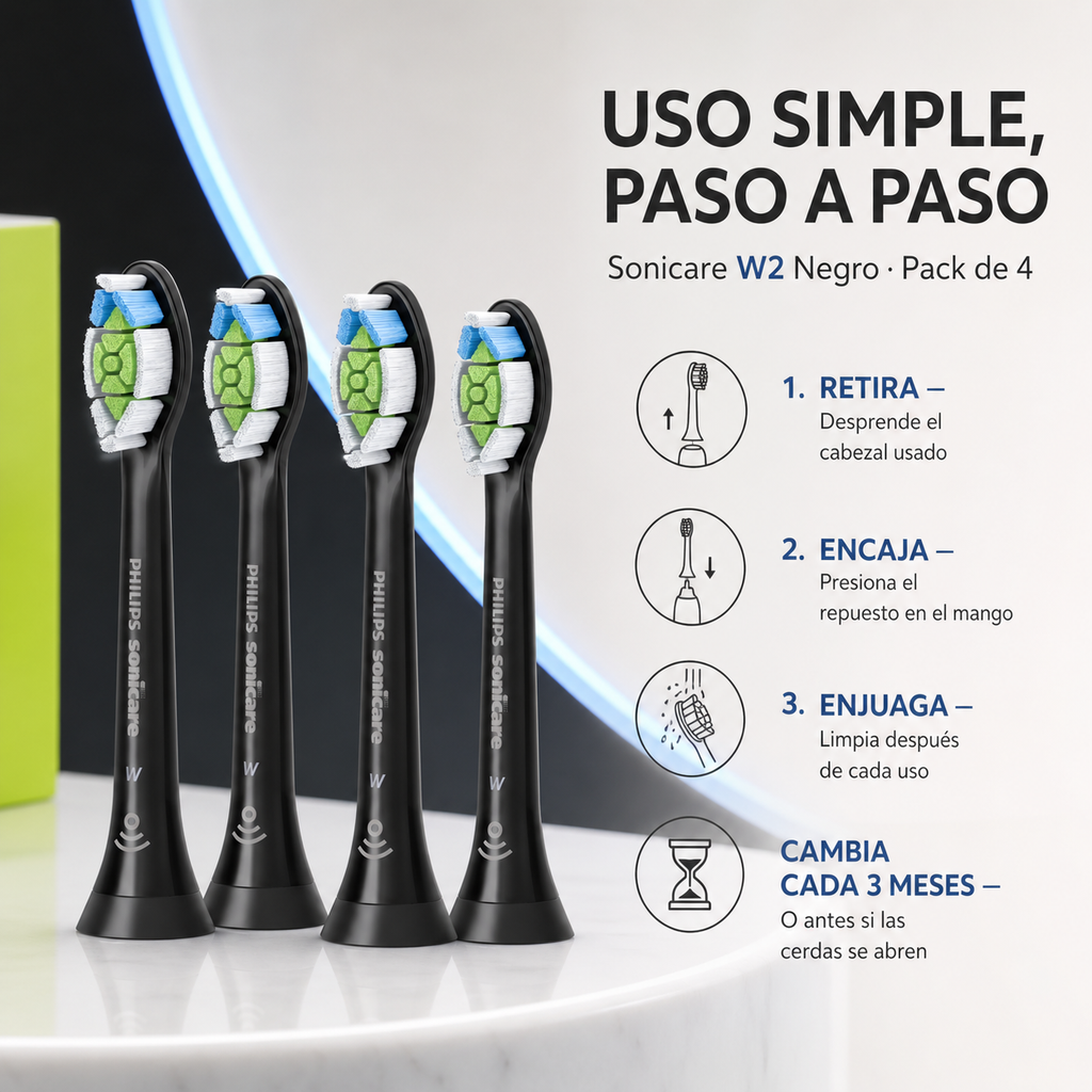 Cabezales Para Cepillo Philips Sonicare W2 - 4pz — cómo se usa