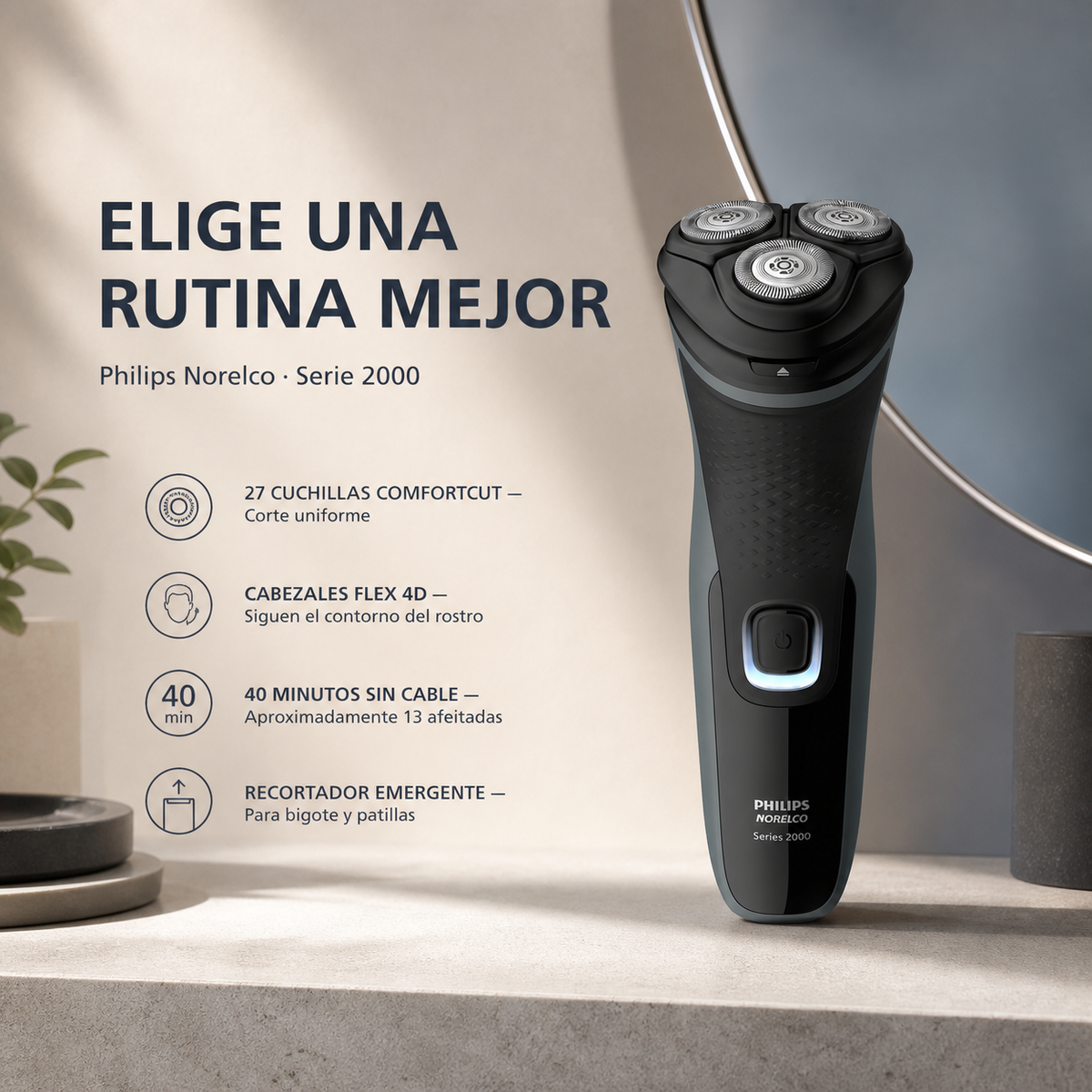 Afeitadora Eléctrica Philips Norelco 2200 — beneficios