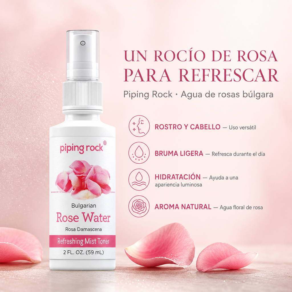 Agua de rosas 2 fl oz 59 mL Botella/Frasco — beneficios