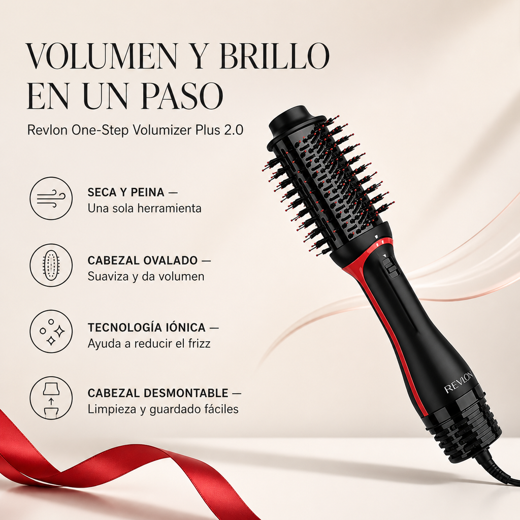 Cepillo One Step Voluminizador Plus 2.0, Revlon — beneficios