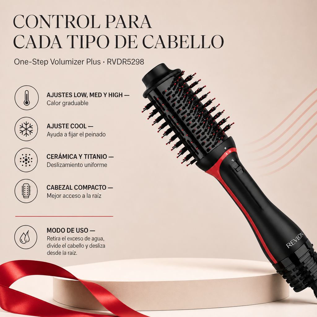 Cepillo One Step Voluminizador Plus 2.0, Revlon — detalle del envase