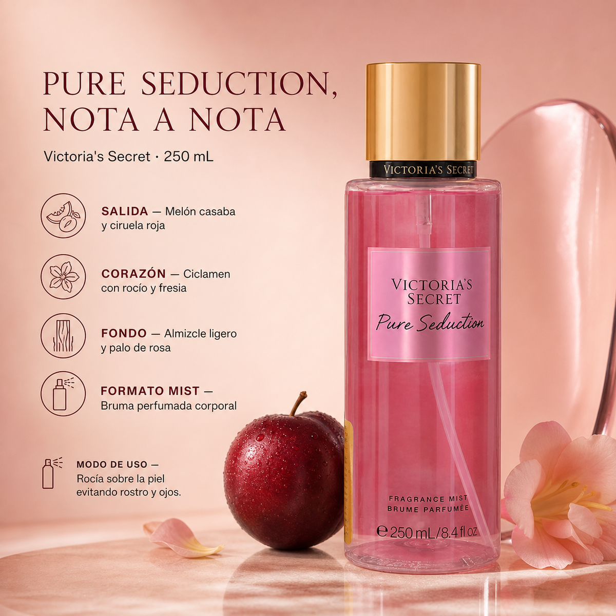 Splash Pure Seduction Victoria's Secret 250ml — detalle del envase