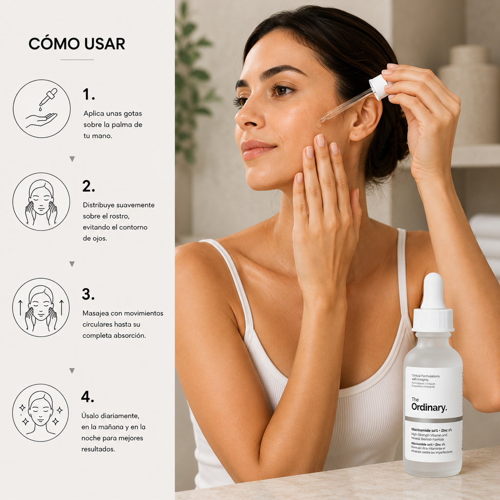 Serum Niacinamida Ordinary 30(ml), tratamiento facial — cómo se usa
