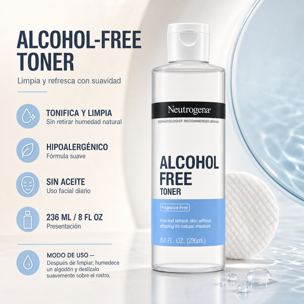 Tónico facial Neutrogena sin alcohol hipoalergénico,236(Mg)