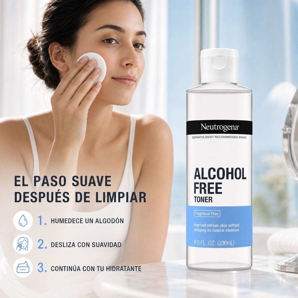 Tónico facial Neutrogena sin alcohol hipoalergénico,236(Mg)